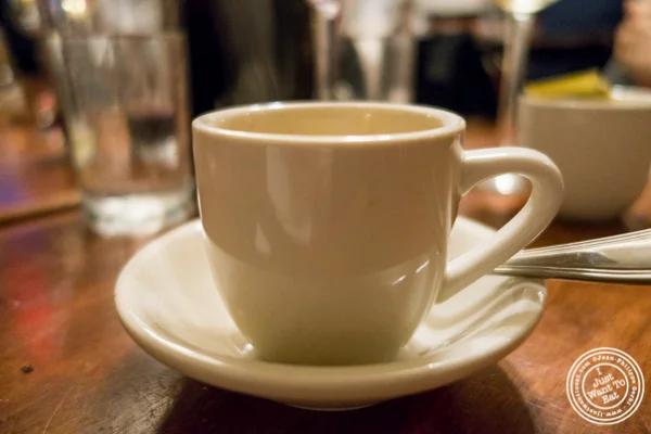 Decaf espresso at La Sirene, French Restaurant, NYC, New York