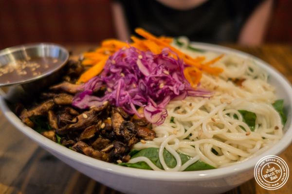 Baby Spinach shiitake noodle salad at BarKogi in NYC, New York