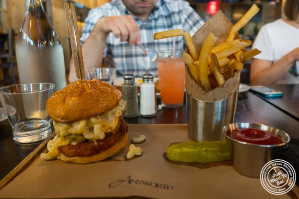 The Mac and Cheese burger at The Ainsworth in NYC, New York