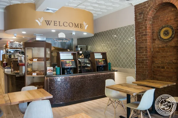 Dining room at Flatbread Grill in Hoboken, NJ