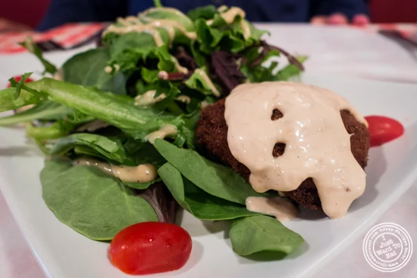 Crab cake at Tout Va Bien, French Restaurant in NYC, New York