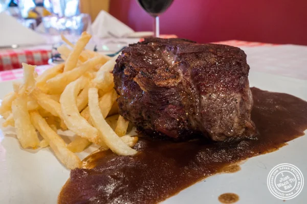 Filet mignon at Tout Va Bien, French Restaurant in NYC, New York