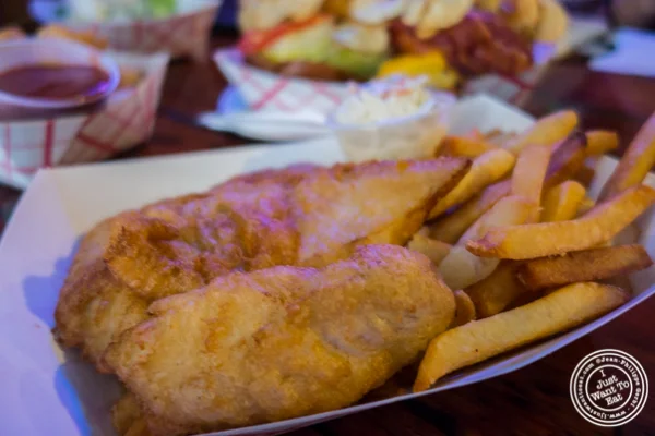 Fish and chips at Jeremy's Ale House in NYC, New York