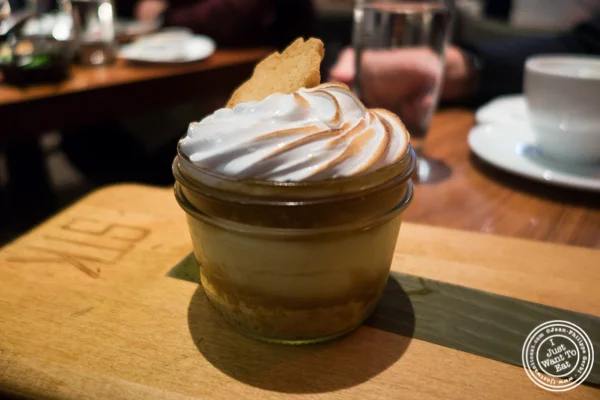 Banana cream pie in a jar at STK, modern steakhouse in NYC, New York