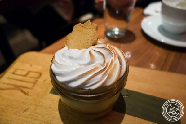 Banana cream pie in a jar at STK, modern steakhouse in NYC, New York