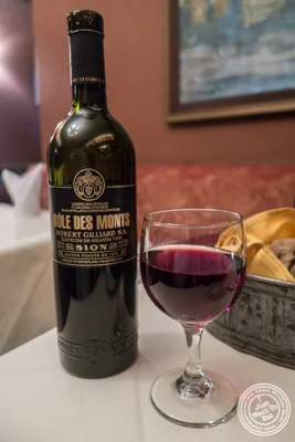 Dole Des Monts Swiss wine at Maria's Mont Blanc in The Theater District, NYC, New York