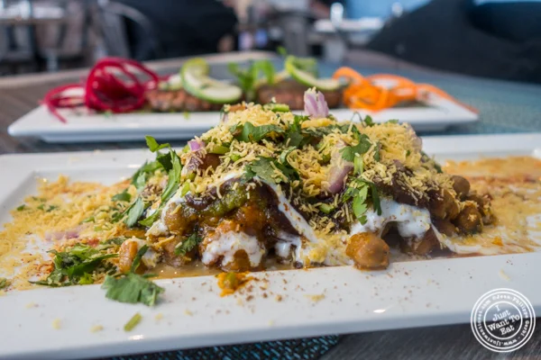 Samosa chaat at Tikka Indian Grill in Williamsburg, Brooklyn
