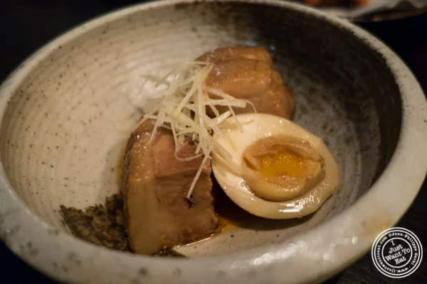 Pork belly kakuni at Sake Bar Shigure in Tribeca, NYC, New York