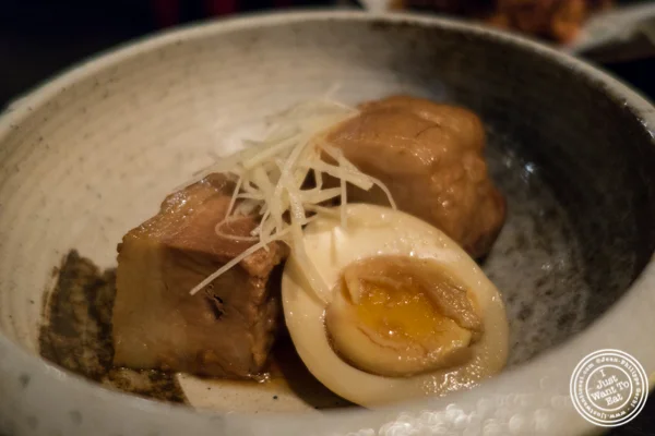 Pork belly kakuni at Sake Bar Shigure in Tribeca, NYC, New York