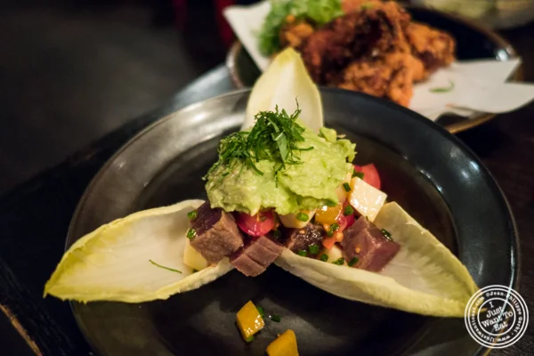 Tuna guacamole at Sake Bar Shigure in Tribeca, NYC, New York