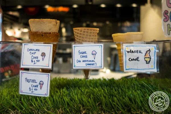 Cones at Ample Hills Creamery at The Gotham West Market in NYC, New York