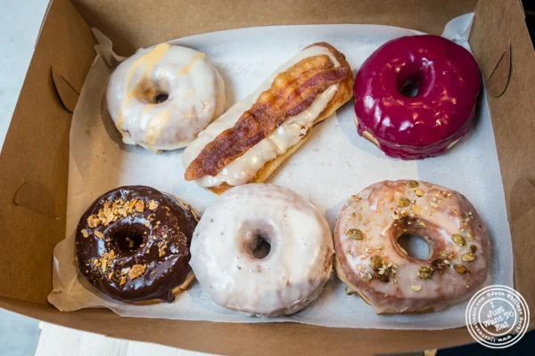 A box of doughnuts at The Doughnut Project in NYC, New York