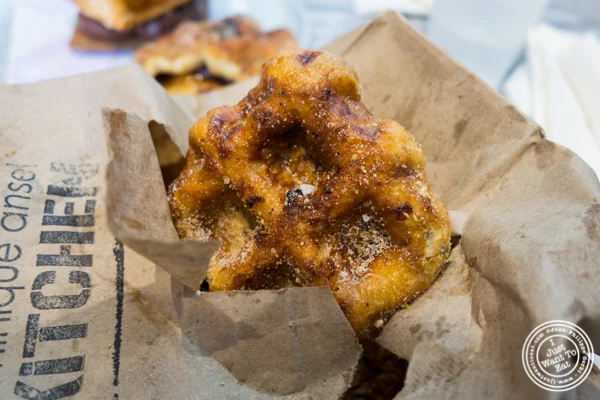 Maple filled waffles with hazelnut sugar at Dominique Ansel Kitchen in NYC, New York