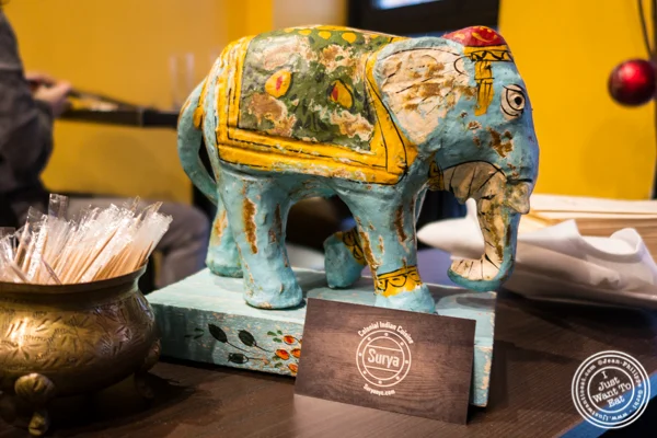 Elephant at Surya, Indian restaurant on Bleecker, NYC, New York
