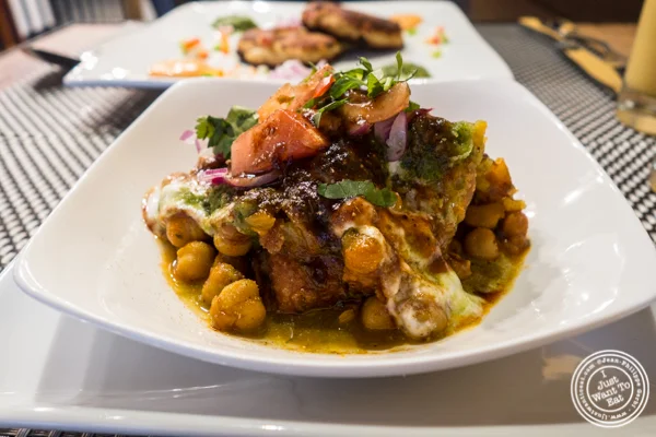 Samosa chaat at Surya, Indian restaurant on Bleecker, NYC, New York