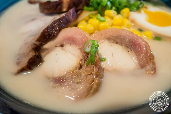 Braised chicken in Tonkotsu miso ramen at Ramen Thukpa in the West Village, NYC, New York