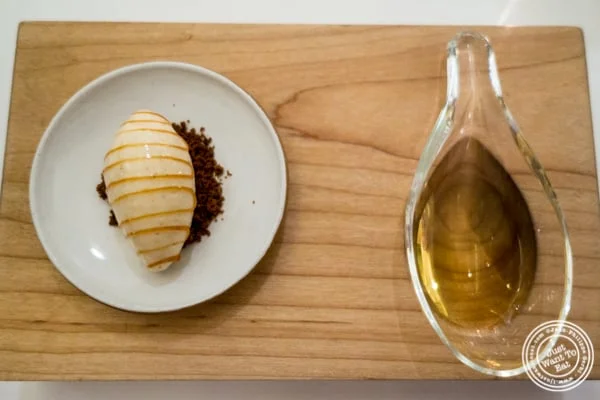 Almond ice cream and wine at Eleven Madison Park in NYC, New York