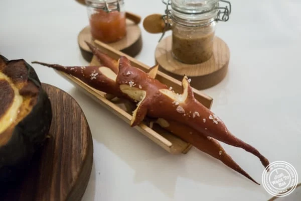 Homemade pretzels at Eleven Madison Park in NYC, New York