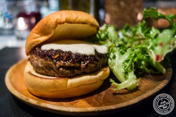 Merguez burger at Combina in TriBeCa, NYC, New York