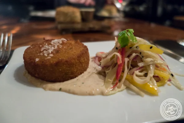 Crab cake at American Cut in TriBeCa, NYC, New York
