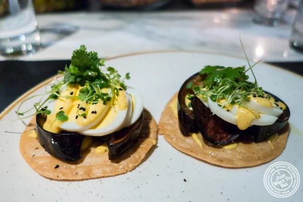 Sabich tostada at Combina in TriBeCa, NYC, New York