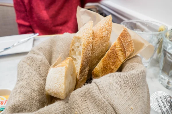 Bread basket at Maison Kayser in the West Village, NYC, New York