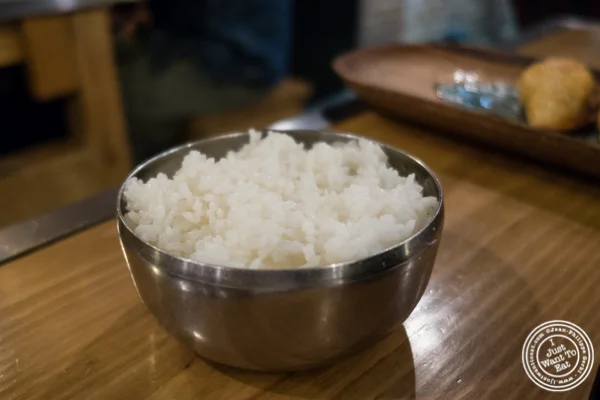 Steamed rice at Gunbae in TriBeCa