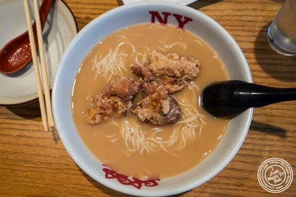 Tonkotsu ramen with fried chicken at Katsu Hama in NYC, New York
