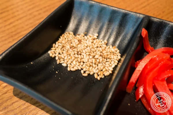 Sesame seeds at Ramen Zundo-Ya in NYC, New York