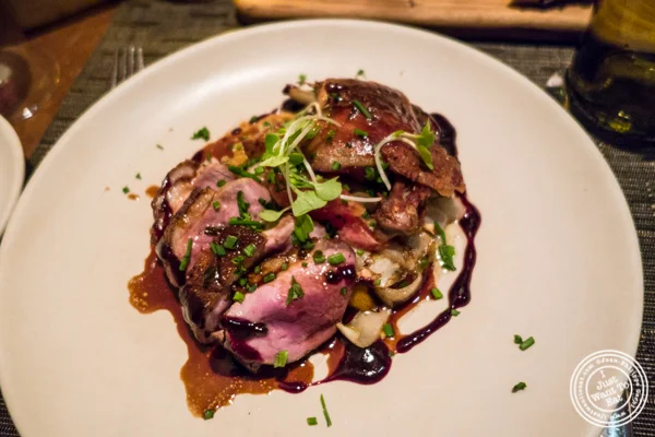 Duck breast and confit at Print Restaurant in the Ink48 Hotel, NYC