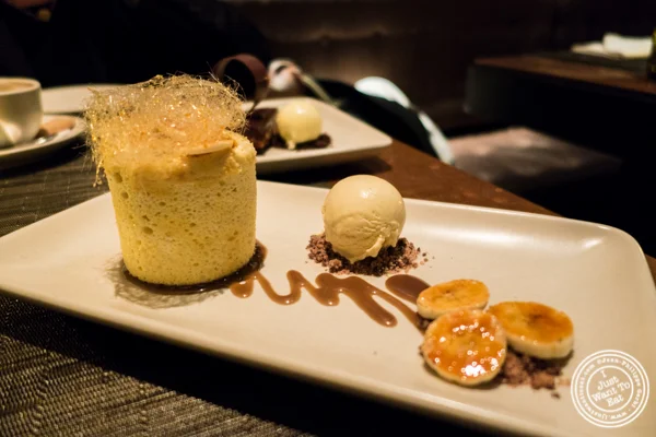 Banana pudding charlotte at Print Restaurant in the Ink48 Hotel, NYC