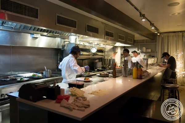 Open kitchen at Prime and Beyond, Korean steakhouse in New York