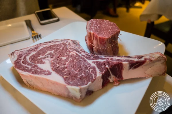 Ribeye and filet mignon at Prime and Beyond, Korean steakhouse in New York