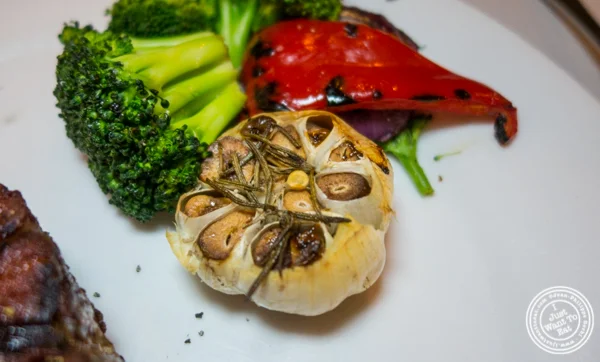 Roasted garlic and veggies at Prime and Beyond, Korean steakhouse in New York