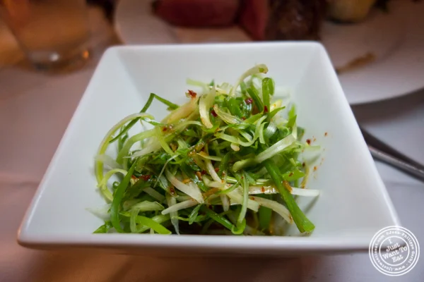 Greens with soy sauce at Prime and Beyond, Korean steakhouse in New York
