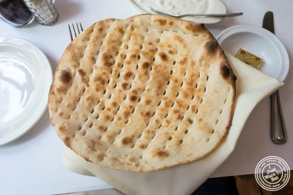 Barbari bread at Pars Grill House and Bar in NYC, New York