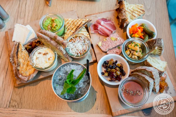 Yankee Julep cocktail and appetizers at Halifax in the W Hotel in Hoboken, NJ