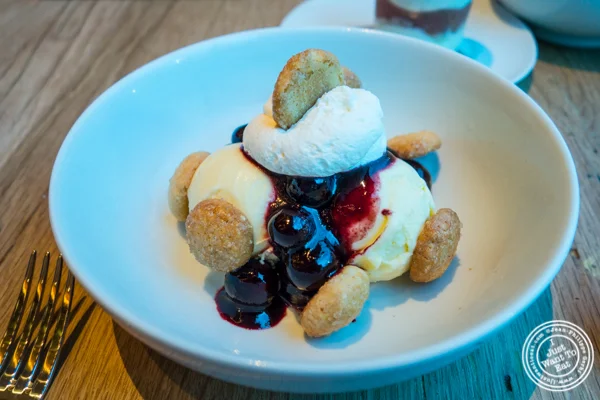 Blueberry sundae at Halifax in the W Hotel in Hoboken, NJ