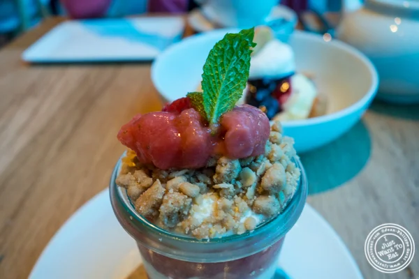 strawberry rhubarb parfait at Halifax in the W Hotel in Hoboken, NJ