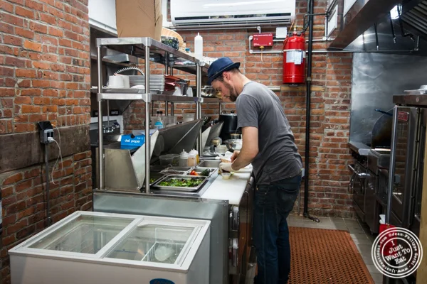 Chef Patrick Quinn in the kitchen at The Brooklyn Tree in New York
