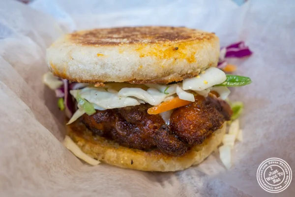Buffalo chicken schnitzel sandwich at The Brooklyn Tree in New York