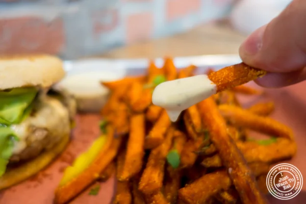 Sweet potato fries with avocado ranch at The Brooklyn Tree in New York