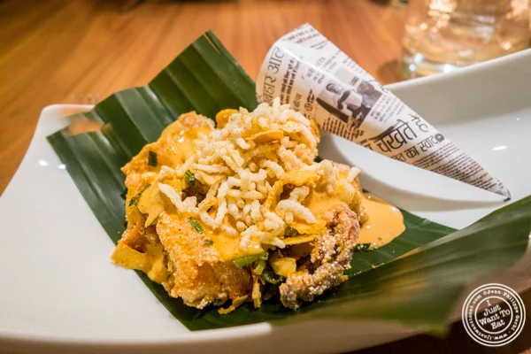 Squid and crispy rice at Indian Accent at The Parker Meridien, NYC