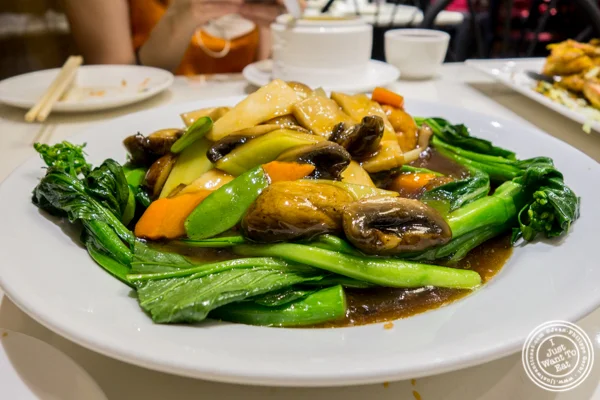 Egg tofu with assorted mushrooms at Bite of Hong Kong in Chinatown, NYC