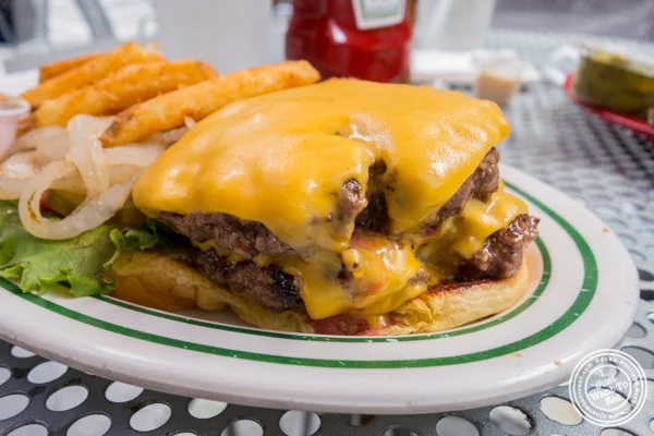 Signature burger at Mother Burger in NYC