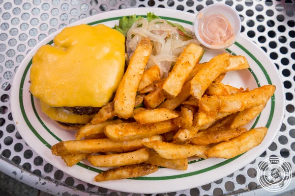 Signature burger at Mother Burger in NYC