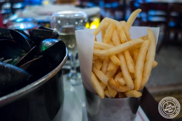 Moules frites at Cafe 123 in Times Square, NYC