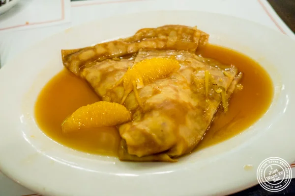 Crêpe suzette at Cafe 123 in Times Square, NYC