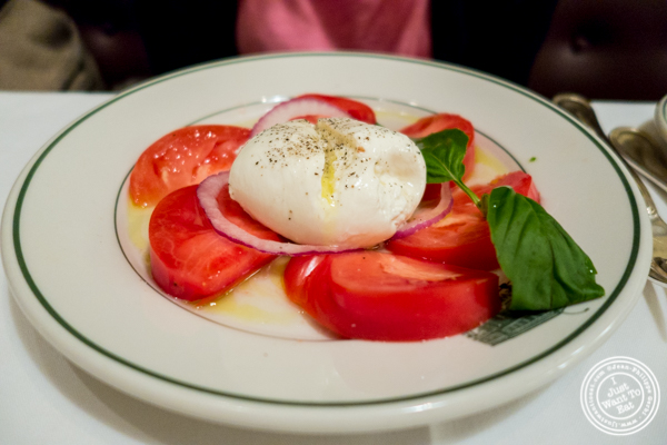 Burrata and tomato salad at Smith and Wollensky in NYC