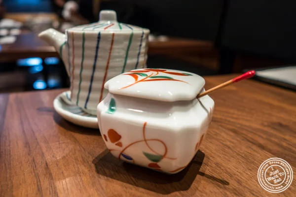 Soy sauce and chilies at Ootoya Times Square, NYC, New York